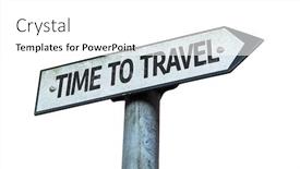  Presentation with time travel - Slide deck with time-to-travel-sign-isolated background and a white colored foreground