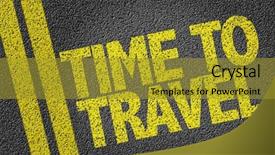  Presentation with time travel - Beautiful PPT theme featuring time to travel written on the road backdrop and a gold colored foreground