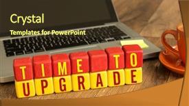  Presentation with laptop - Theme with time to upgrade written background and a tawny brown colored foreground