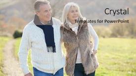  Presentation with senior couple - Cool new slides with time track - senior couple walking in countryside backdrop and a mint green colored foreground