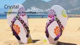  Presentation with time travel - Theme enhanced with time travel - flip-flops in the sand background and a light blue colored foreground