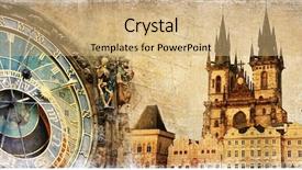  Presentation with prague - PPT theme consisting of time travel - old prague - artistic vintage background and a coral colored foreground