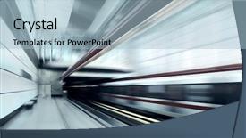  Presentation with train railway - Amazing PPT theme having time travel - train on speed in railway backdrop and a light blue colored foreground