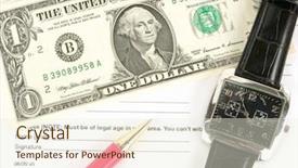  Presentation with time money - Slide set having time value - money watch and a pen background and a cream colored foreground