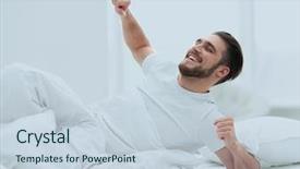  Presentation with handsome - Slide set consisting of rest time - handsome man waking up background and a lemonade colored foreground