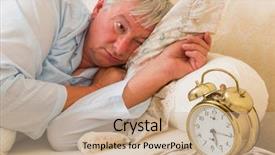  Presentation with elderly - PPT theme with sleepy elderly man waking up background and a mint green colored foreground