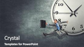  Presentation with time - Cool new slide deck with time with funny businessman running backdrop and a dark gray colored foreground