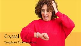  Presentation with late - Audience pleasing PPT theme consisting of time worried afraid of getting backdrop and a red colored foreground