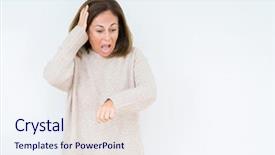  Presentation with late - Audience pleasing PPT layouts consisting of time worried afraid of getting backdrop and a  colored foreground