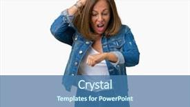  Presentation with arabian woman wearing hijab muslim - Slide set consisting of time worried afraid of getting background and a ocean colored foreground