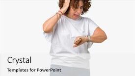  Presentation with late - Cool new PPT layouts with time worried afraid of getting backdrop and a white colored foreground