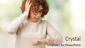  Presentation with late - Audience pleasing PPT theme consisting of time worried afraid of getting backdrop and a lemonade colored foreground