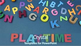  Presentation with play kids - Slide set consisting of time written in multicolored kids background and a ocean colored foreground