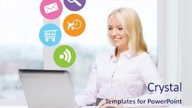  Presentation with secretary - Presentation featuring time zone - business people and technology concept background and a sky blue colored foreground