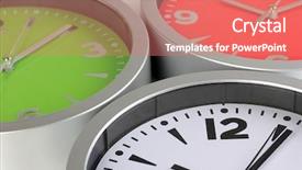  Presentation with office - Presentation design with time zone - round office clocks isolated background and a coral colored foreground
