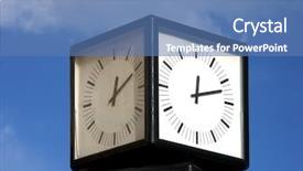  Presentation with zone - Slides with time zone - street clock against blue sky background and a teal colored foreground