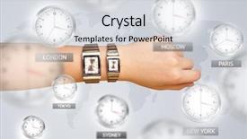  Presentation with world - PPT layouts enhanced with time zones over the world background and a light gray colored foreground
