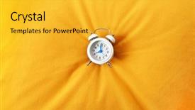 Presentation with alarm - Beautiful PPT layouts featuring timekeeeping - alarm clock on pillow close backdrop and a yellow colored foreground