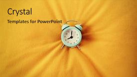  Presentation with alarm - Cool new PPT layouts with timekeeeping - alarm clock on pillow close backdrop and a yellow colored foreground