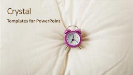  Presentation with alarm - Theme enhanced with timekeeeping - alarm clock on pillow close background and a sky blue colored foreground