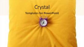  Presentation with alarm - PPT layouts featuring timekeeeping - alarm clock on pillow isolated background and a yellow colored foreground