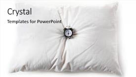  Presentation with alarm - Audience pleasing PPT theme consisting of timekeeeping - alarm clock on pillow isolated backdrop and a white colored foreground