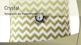  Presentation with alarm - Audience pleasing PPT theme consisting of timekeeeping - alarm clock on pillow isolated backdrop and a soft green colored foreground