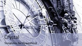  Presentation with prague astronomical clock - Theme featuring timekeeeping - astronomical clock at prague blue background and a light blue colored foreground