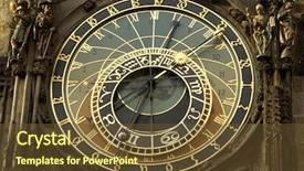  Presentation with prague astronomical clock - PPT theme featuring timekeeeping - astronomical clock in prague czech background and a tawny brown colored foreground