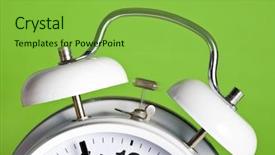  Presentation with classic - Colorful PPT theme enhanced with timekeeeping - classic double bell alarm clock backdrop and a seafoam green colored foreground