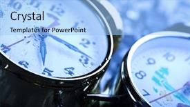  Presentation with ice - Cool new PPT theme with timekeeeping - ice alarm clock morning backdrop and a light blue colored foreground