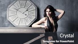 Presentation with vintage clock - PPT theme enhanced with timekeeeping - young gorgeous and graceful woman background and a  colored foreground