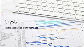  Presentation with project management - Presentation design consisting of timeline - project management with gantt chart background and a sky blue colored foreground