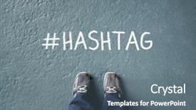  Presentation with timeline - Beautiful PPT layouts featuring timeline - social network hashtag on floor backdrop and a ocean colored foreground