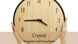  Presentation with hands holding be brave word - Cool new presentation theme with career timeline - woman's hands holding a clock backdrop and a coral colored foreground