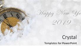  Presentation with new year 2019 - Audience pleasing theme consisting of timepiece - happy new year 2019 banner backdrop and a white colored foreground