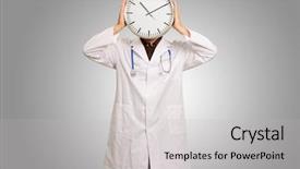  Presentation with clock face - Slides enhanced with timepiece - portrait of doctor hiding face background and a light gray colored foreground