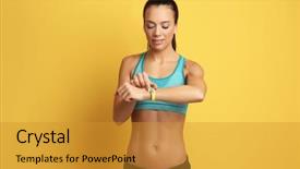  Presentation with pregnancy fitness - Amazing presentation theme having timer - sporty young woman with fitness backdrop and a gold colored foreground