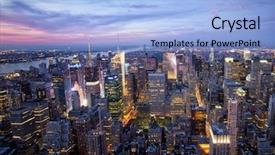  Presentation with new york state - Theme with times square - new york sunset skyline taken background and a light blue colored foreground