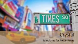  Presentation with new york city - Slide set featuring times square sign in new background and a coral colored foreground