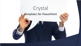  Presentation with navy blue - Colorful slide deck enhanced with timid-young-businessman-in-navy backdrop and a pink colored foreground