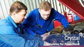  Presentation with motor engine - Beautiful PPT layouts featuring timing belt and internal combustion backdrop and a ocean colored foreground