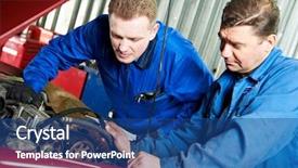  Presentation with motor engine - Presentation theme consisting of timing belt and internal combustion background and a ocean colored foreground