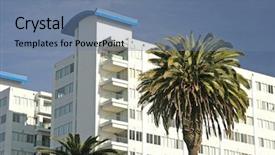  Presentation with apartment development - Presentation theme featuring timshare - apartment building or condo development background and a seafoam green colored foreground