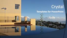  Presentation with resort - Amazing presentation design having timshare - resort swimming pool backdrop and a teal colored foreground