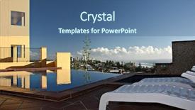  Presentation with swimming pool - Presentation theme consisting of timshare - resort swimming pool background and a ocean colored foreground