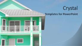  Presentation with tropical - Presentation theme enhanced with timshare - tropical home in bright color background and a light blue colored foreground