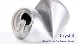  Presentation with empty - Colorful PPT layouts enhanced with tin drink - crumpled empty can isolated backdrop and a sky blue colored foreground