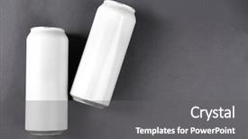  Presentation with grey - Colorful slide deck enhanced with tin cans on grey background backdrop and a  colored foreground