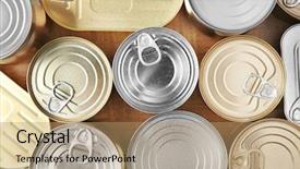  Presentation with close up wooden decking - Slide deck featuring tin cans on wooden background background and a coral colored foreground